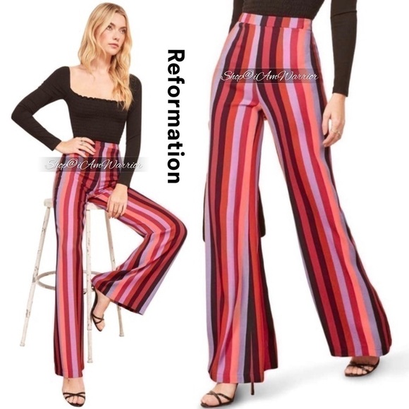 Reformation striped high rise wide leg pants *shop@iamwarrior - Picture 2 of 8